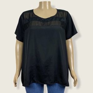 Pure Energy Sheer Mesh High Low Hem Shirt Top Plus